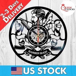 Barbershop Vinyl Clock Hairdresser Gift Wall Decor